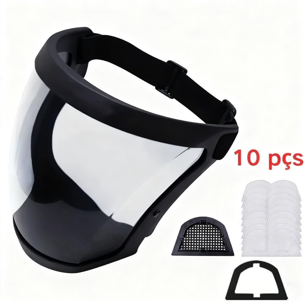 Melhoria  Máscara De  Proteção Facial Completa anti-Embaçamento Acrílico+ 10 Filtros