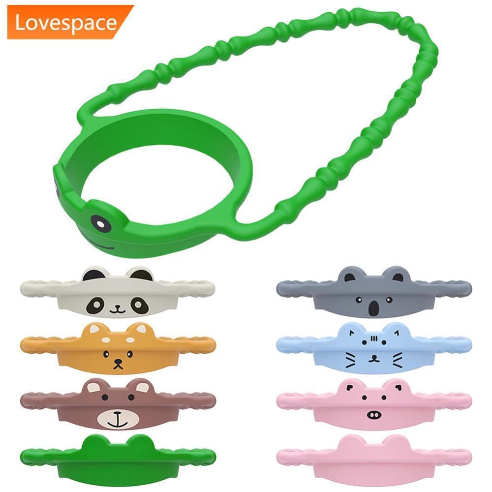 LS-STORE Portátil Silicone Adorável Copo Alça Cordão Antiderrapante Garrafa Caso Tampa Acessórios De Água Anti Deslizame