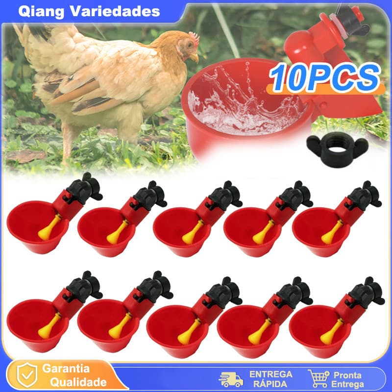 10 Bebedouros Automáticos, Copos Para Beber Frango E Pato Alta Qualidade + 10 porcas
