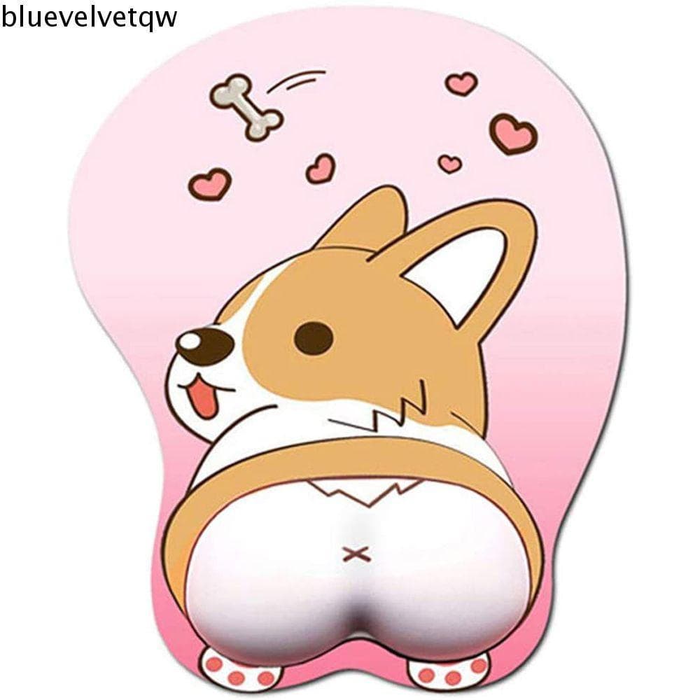 BLUEVELVETQW Corgi Mouse Pad Gaming Office Computador Ergonômico Para PC Tapete De 3D