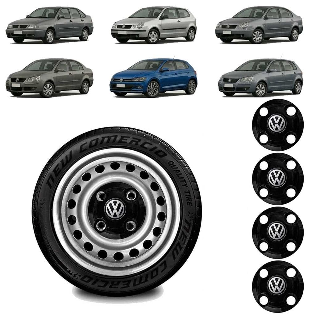 KIT 4 Calotinhas POLO Volkswagem Centro Roda Aro 13 14 15