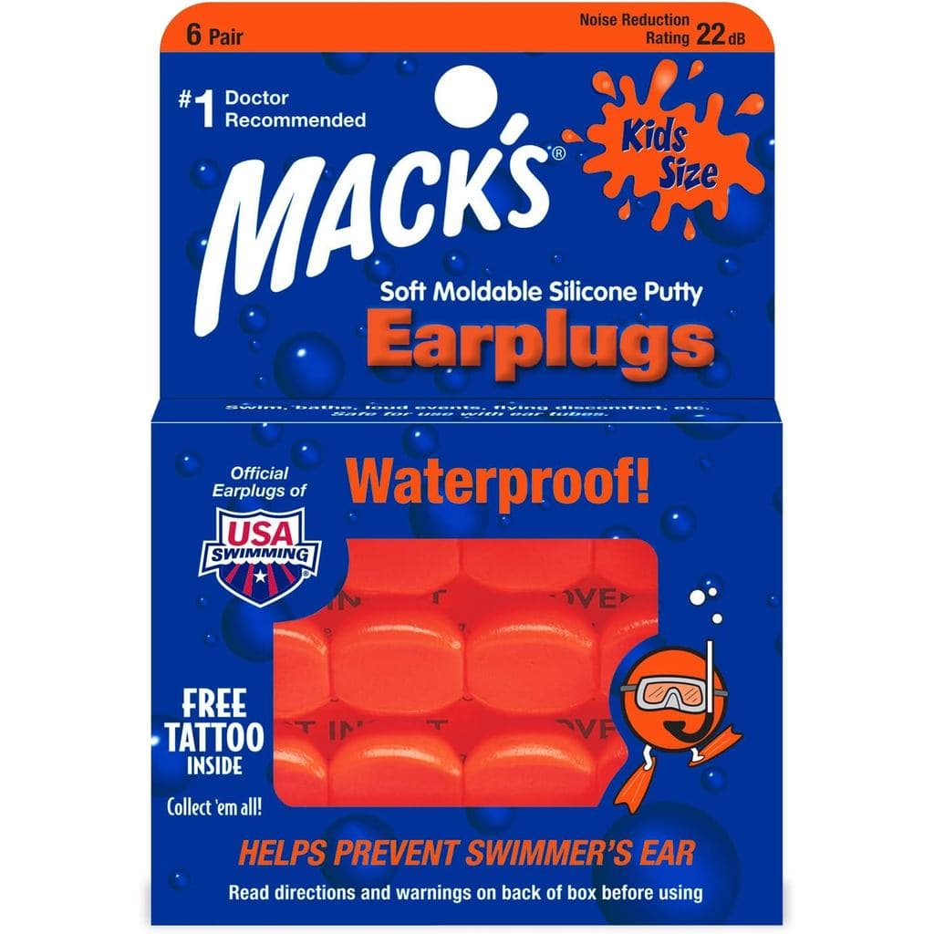 Protetores Auriculares de Silicone Macio e Moldável Mack's - Tamanho Infantil, 6 Pares - Protetores Auriculares Pequenos
