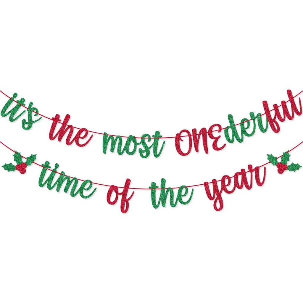 É a Época Mais Encantadora do Ano - Faixa Decorativa Pré-Montada para Decorações de Natal e Primeiro Aniversário
