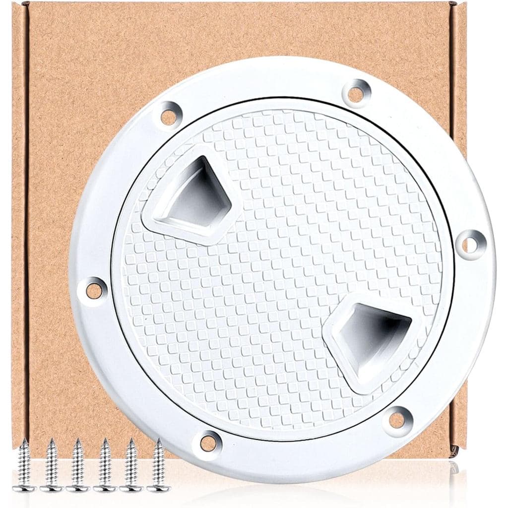 Tampa de Inspeção Redonda Antiderrapante Smartmarine para Barco, Iate e Embarcação Marítima, Branca, 4", 6", 8", com Tam