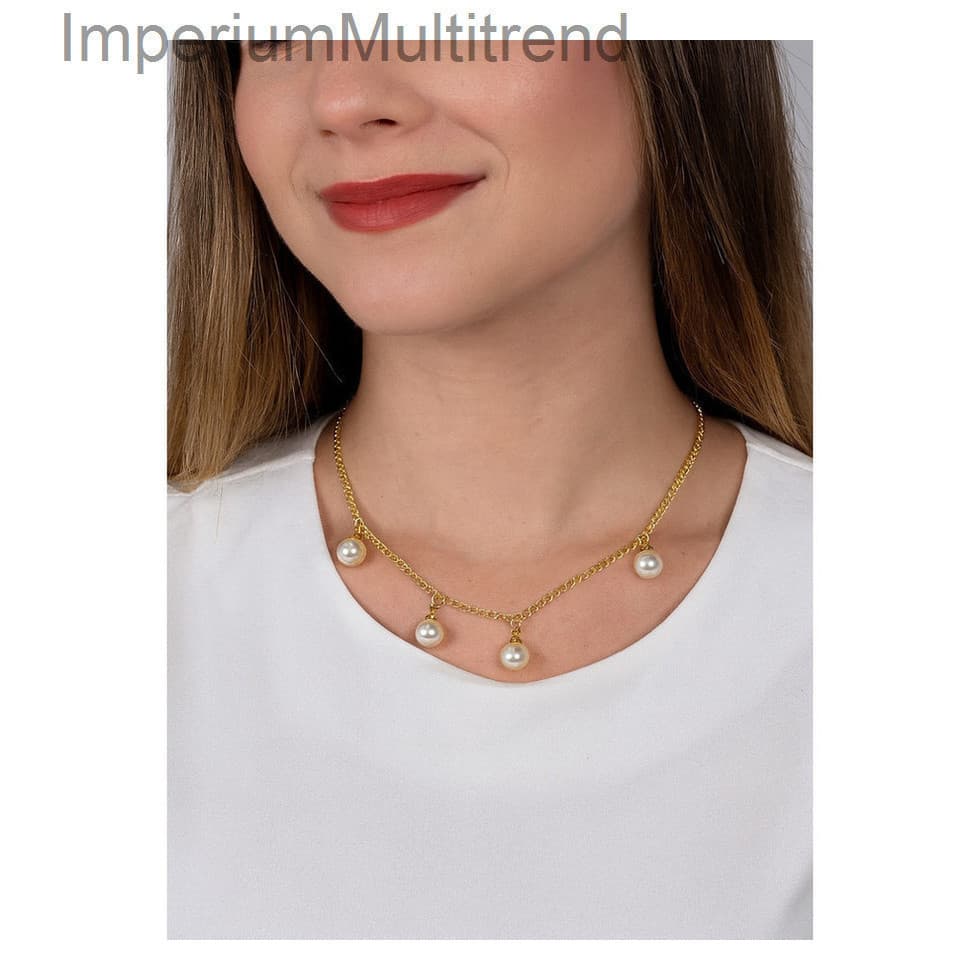 (V)Colar Feminino Dourado com Pérolas – Corrente Grumet EleganteYY7X