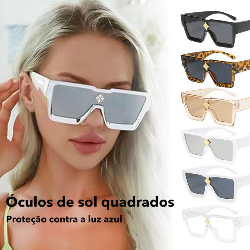 Óculos de sol quadrados da moda de tamanho grande - Anti-ultravioleta UV400 - estilo moderno unissex