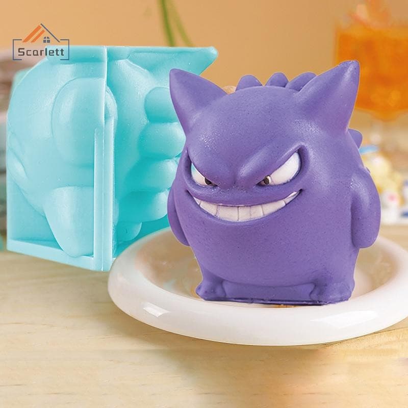 [Scarlett] Pokémon Pocket Monster Ice Mold Cozinha Molde De Silicone Decoração De Bolo Ferramenta De Cozimento De Gelati