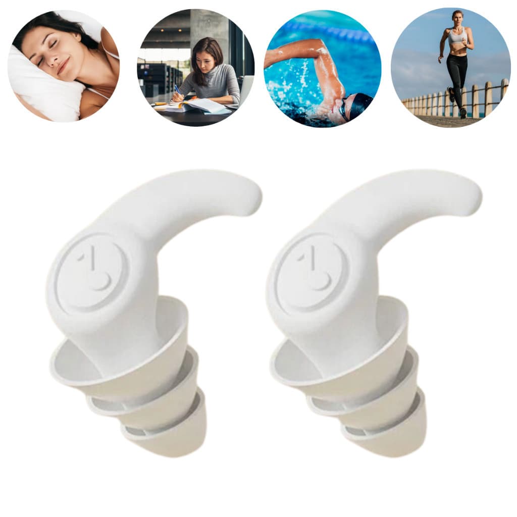 Tampão Ouvido Par 3 Camadas Antiruído Plug Dormir Natação Estudos Trabalho Protetor Auricular