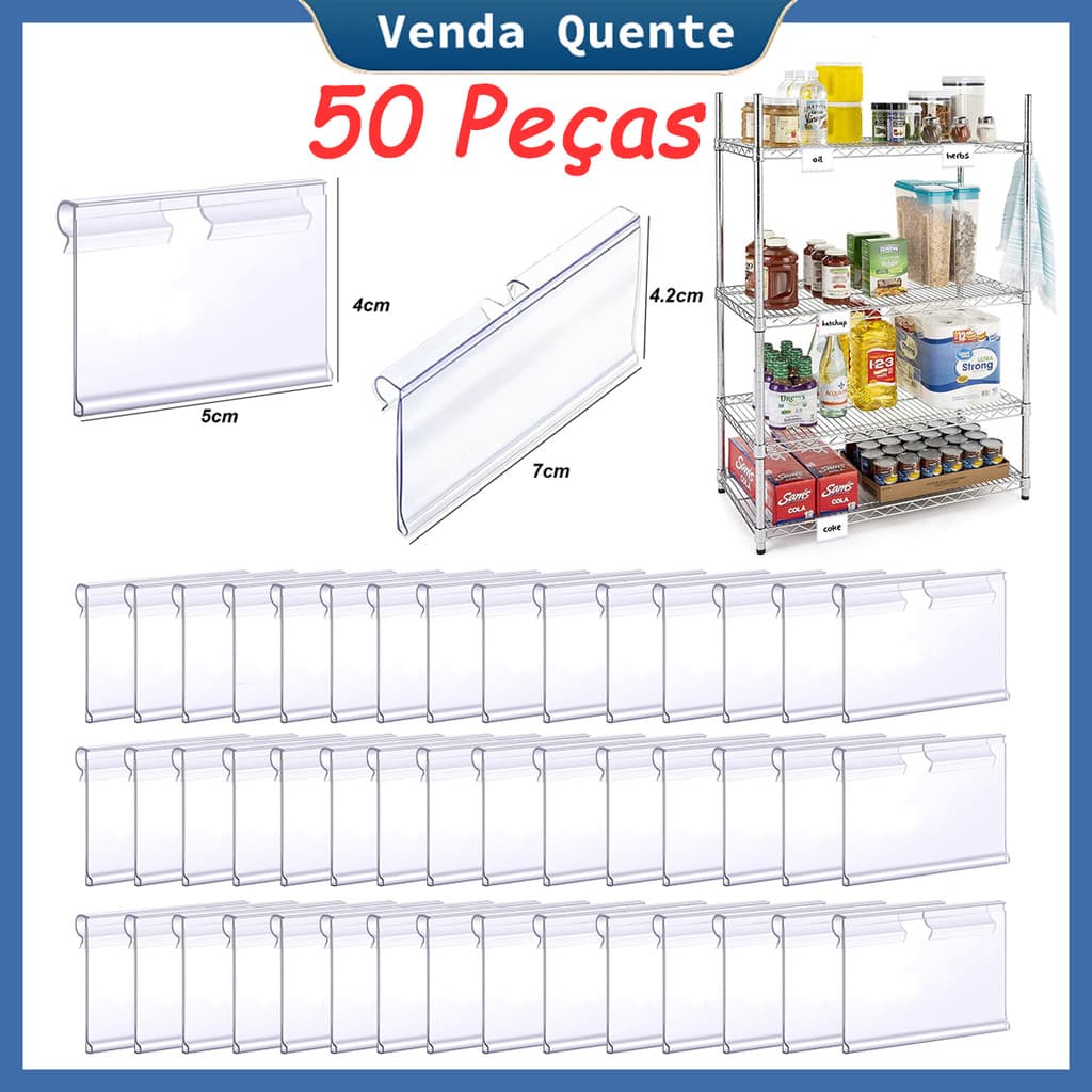 Rack de etiquetas de 50 peças, etiqueta de armário de arquivo, etiqueta de prateleira de supermercado