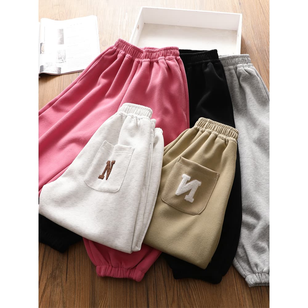 Fio duplo de algodão ~ meninos meninas calças esportivas primavera outono novo estilo médio grande crianças moda solta c