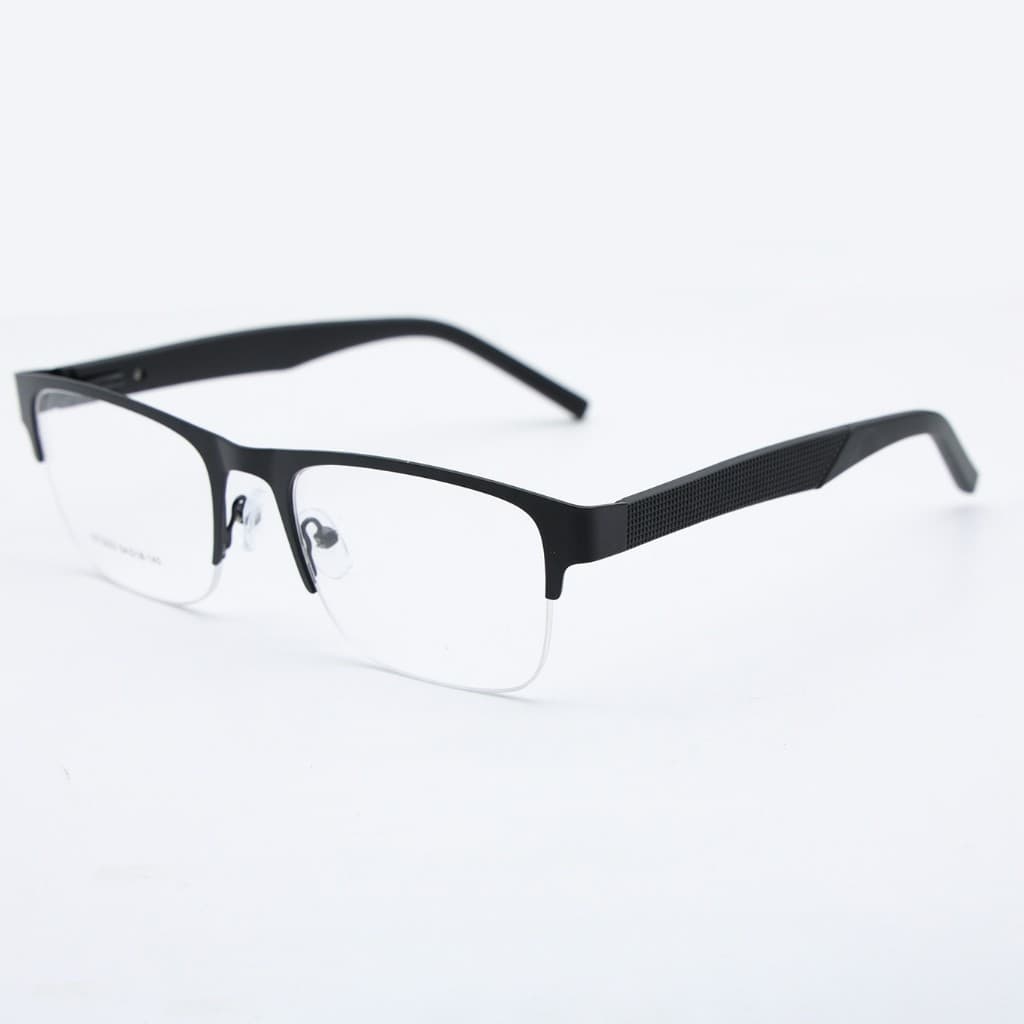 Armação de Óculos Masculina Semi Aro Retangular Metal Leve Confortável 54-18-145 3223