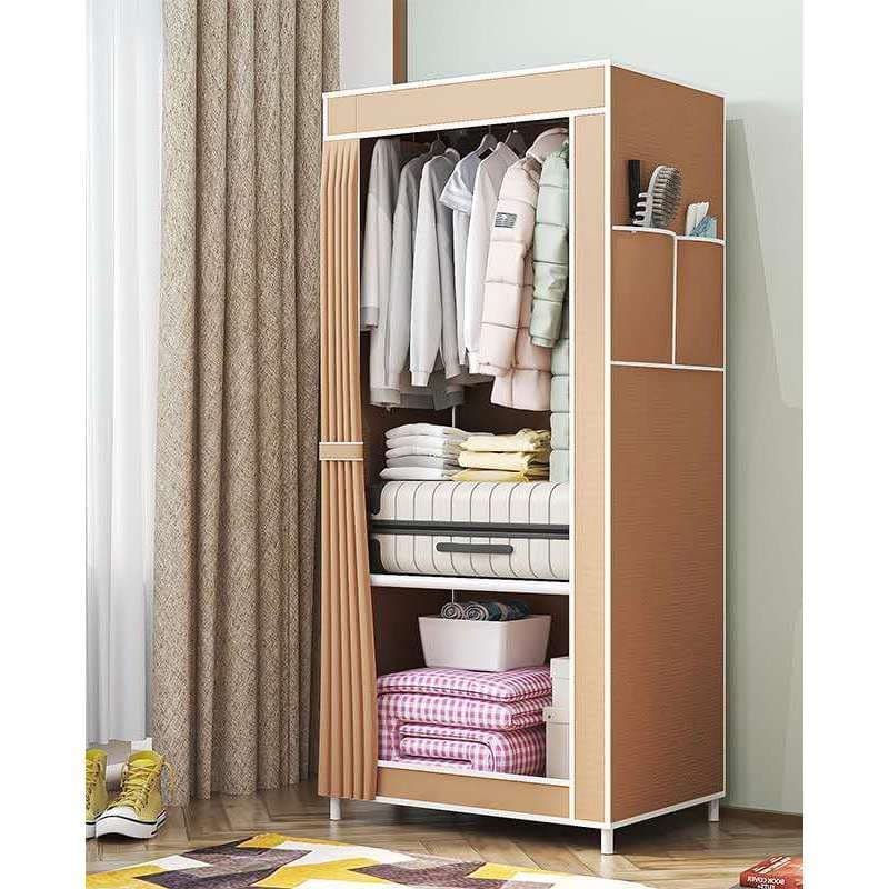 Guarda-Roupa Aramado 146cm Organizador de Roupas com Porta Cortina,pimenta2 top