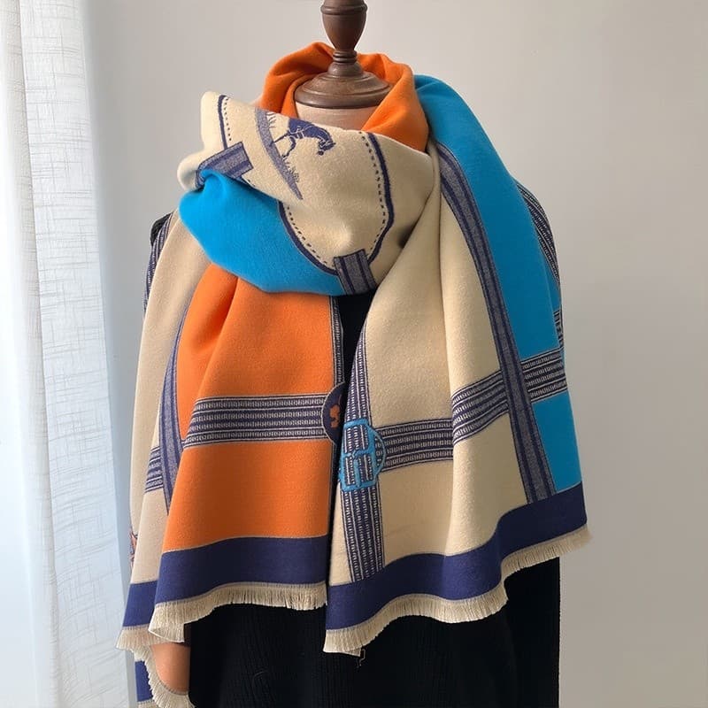 Moda Inverno Quente Cashmere Xale Cachecol Para Mulheres Cavalo Impressão Pashmina Cachecóis Grossos Envoltório Femal Po