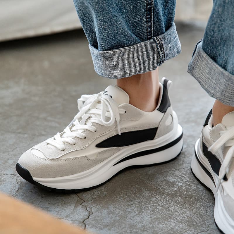 Hong Kong Estilo Papai Sapatos Homens Verão Sola Grossa Low-Top Couro Genuíno Aumentando Homens Forrest Gump Sapatos Res