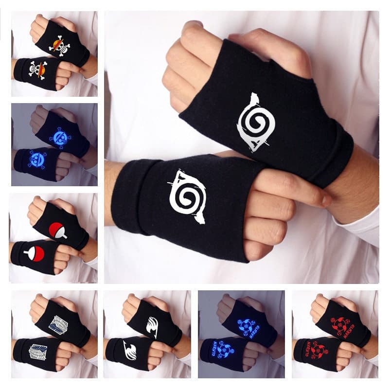 Naruto Meia Luvas De Dedo Anime One Piece Attack On Titan Fairy Tail Sailor Moon Tokyo Ghoul Cosplay Algodão Luvas Sem D
