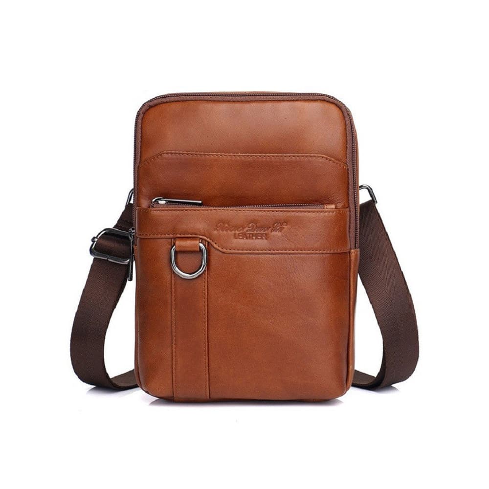 Little Dolly bolsa de ombro masculina de couro genuíno Retro primeira camada bolsa mensageiro de couro na moda masculina