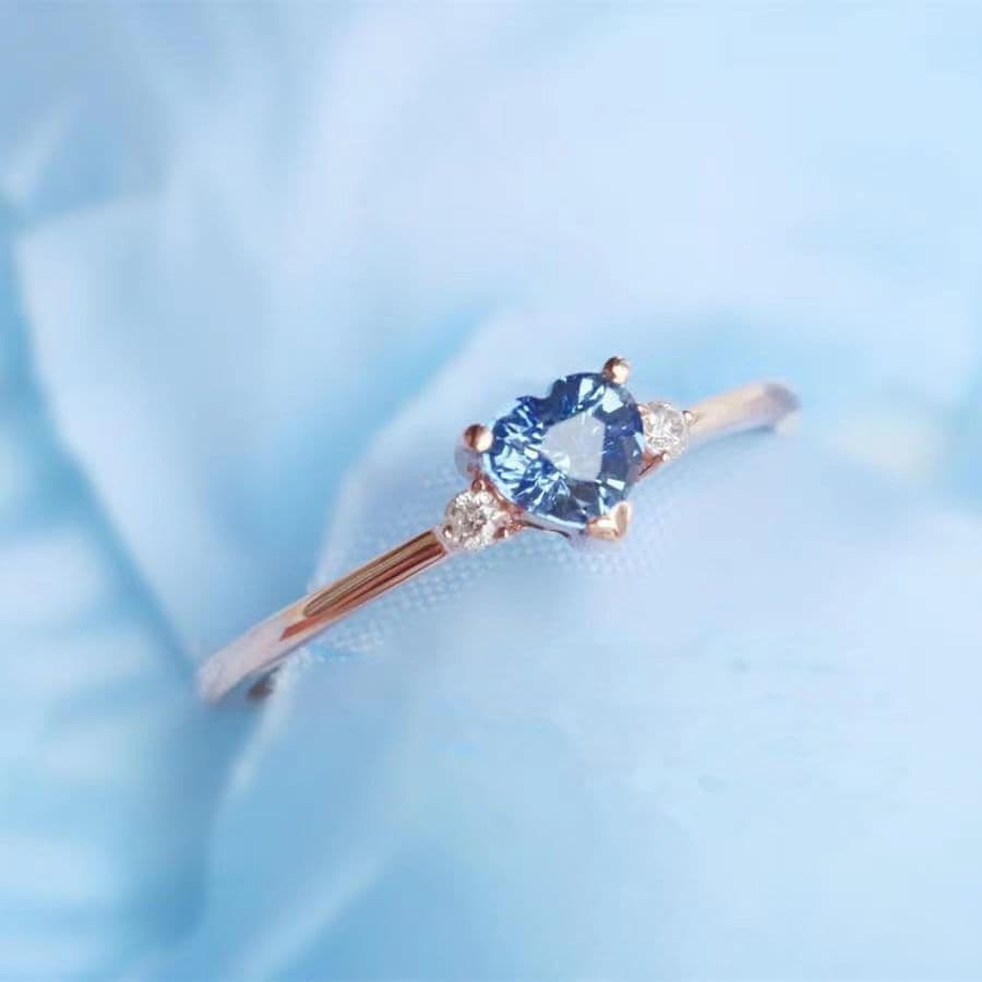 Pahai suporte azul s925 feminino cem anel de coração azul real vermelho exclusivo anel de prata anel de malha de aliment