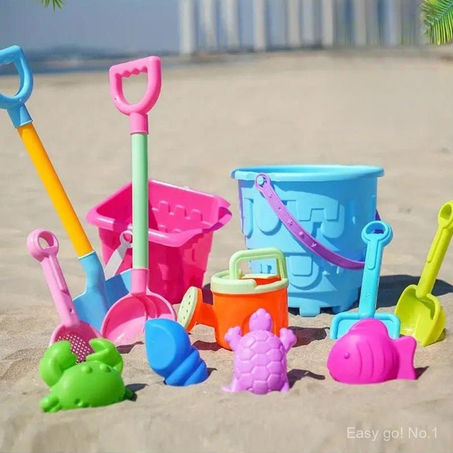 Jogo de Brinquedos de Praia para Crianças com Pá Grande, Balde e Ferramenta de Escavação em Cor Aleatória