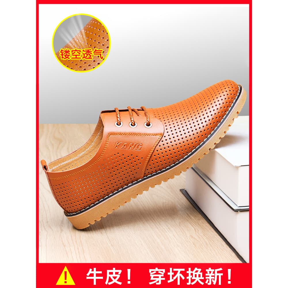 Sandálias casuais masculinas sapatos de couro sapatos masculinos verão 2026 novo estilo sandálias de couro genuíno oco r