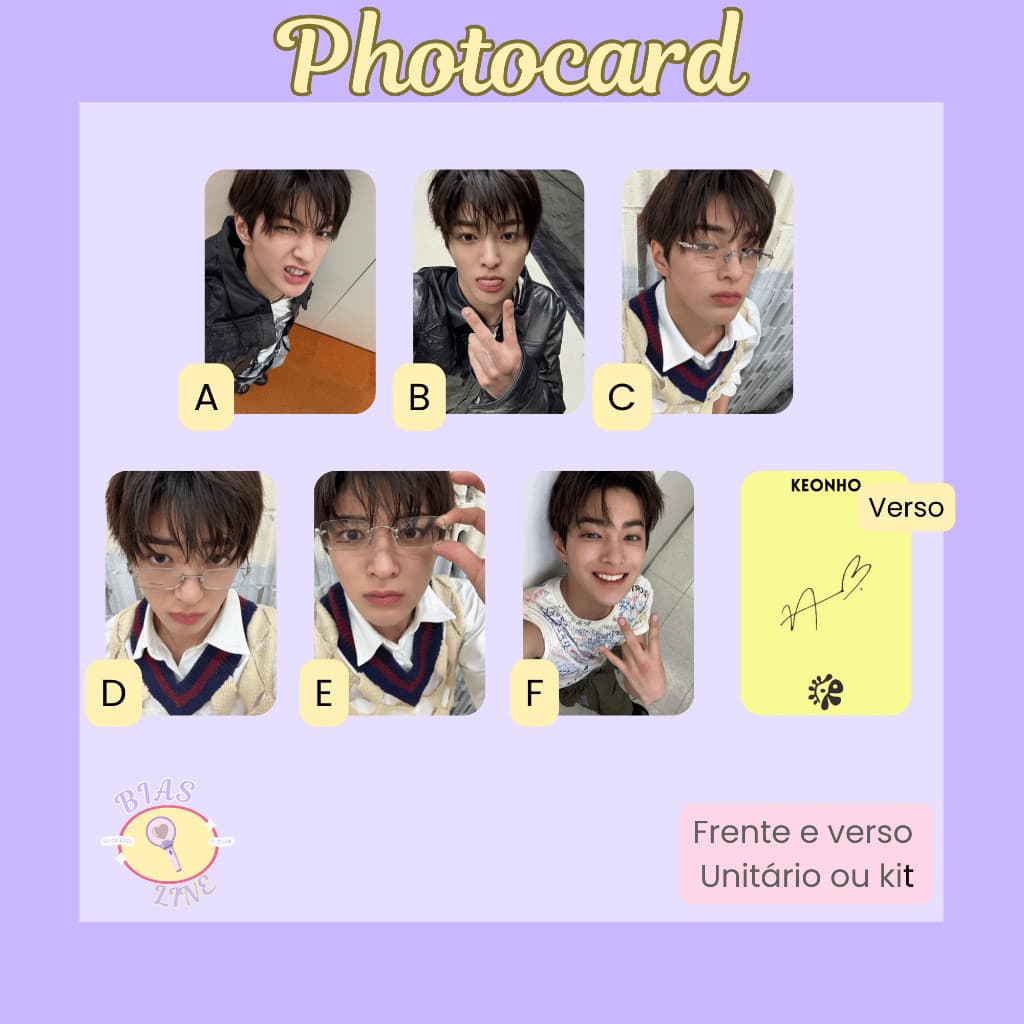 Photocard Fanmade Cortis Keonho Selcas (modelo 1) | K-pop | Papel Fotográfico Laminado | Unidade ou Set