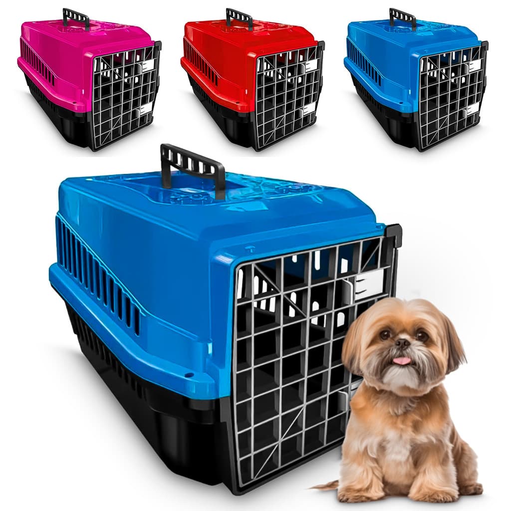 Caixa De Transporte N2 Cachorro Gato Pequeno Porte Pets Até 6kg Com Trava De Segurança Mec-Pet