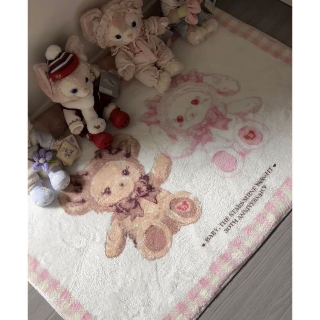 Coelho urso tapete quarto cobertor de cabeceira tapete estilo creme Lolita usar foto espelho tapete frontal antiderrapan