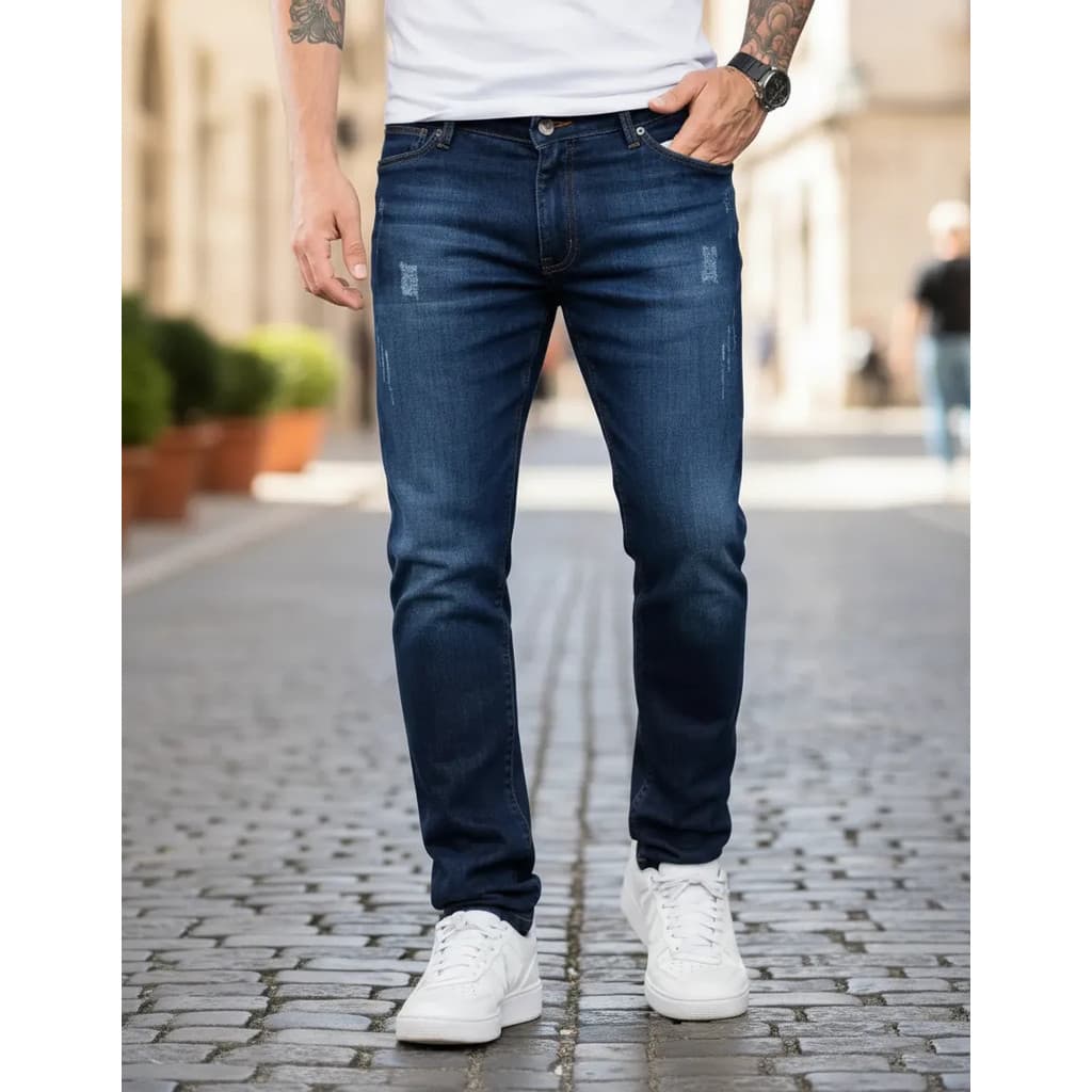 Calça Jeans Masculina Escura Puidos Linha Premium