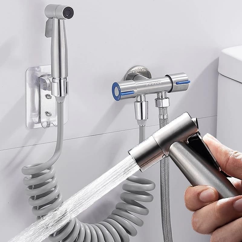 Kit Ducha Higiênica Banheiro com Registro Duas Saídas 1/2 Pulverizador Completa Inox