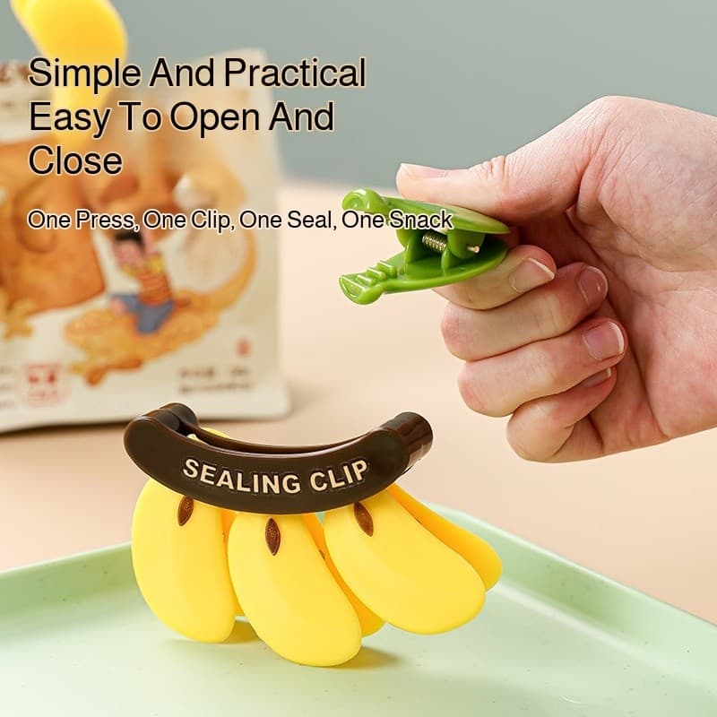 Clipe de vedação para manter a frescura dos alimentos em sacos plásticos, ideais para bananas e snack