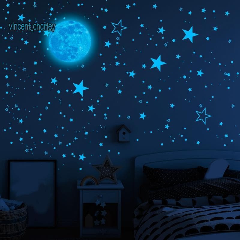 [vincent_c] 1049 Unidades De Adesivos Estrelados Que Brilham No Escuro , Estrelas Para Teto Como Mostrado Em PVC Decoraç