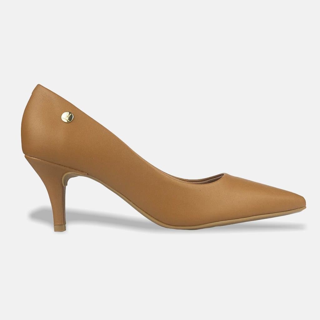 Sapato Scarpin Vizzano Bico Fino Salto Médio Pelica 1185.702.7286 Caramelo - 39
