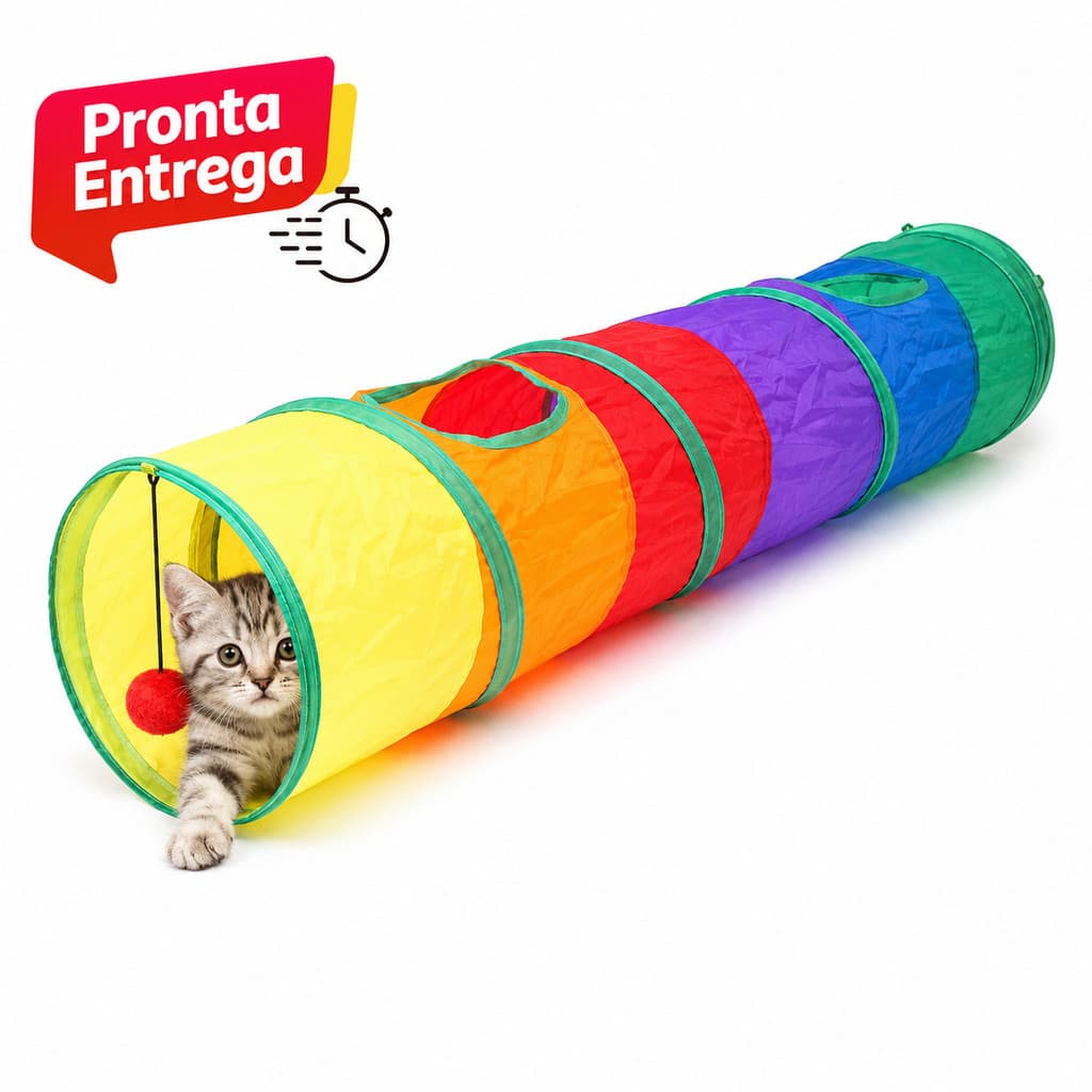 Túnel Dobrável Para Gatos e Cães Brinquedo Interativo Pet - Modelo Reto