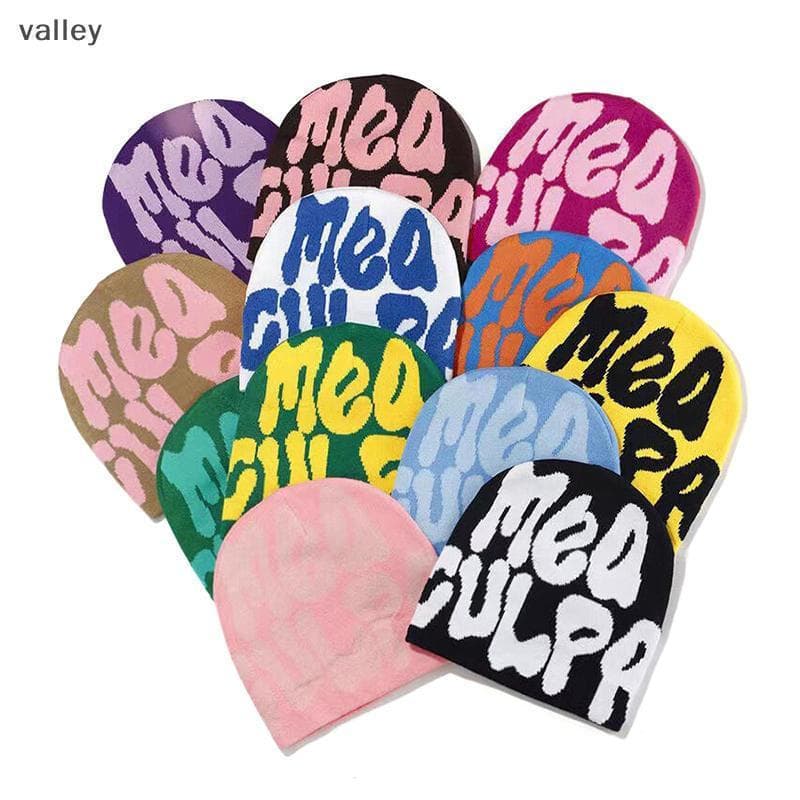 [VLY] Gorro Hip Hop Transfronteiriço Tendência Europeia E Americana Carta Chapéu Jacquard De Malha Gorros Masculinos Fem