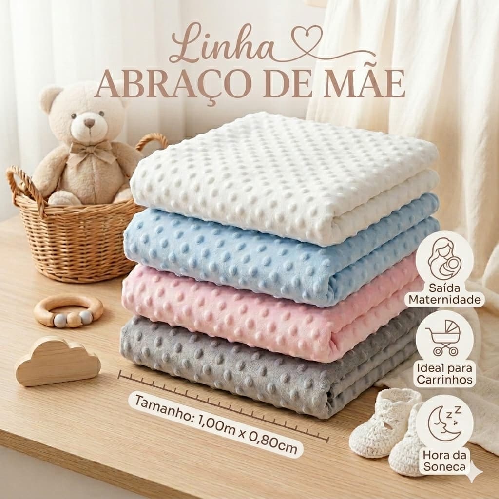Manta Para Bebê Pipoquinha 1m x 0,80cm - Super Macia Antialérgica e Confortável