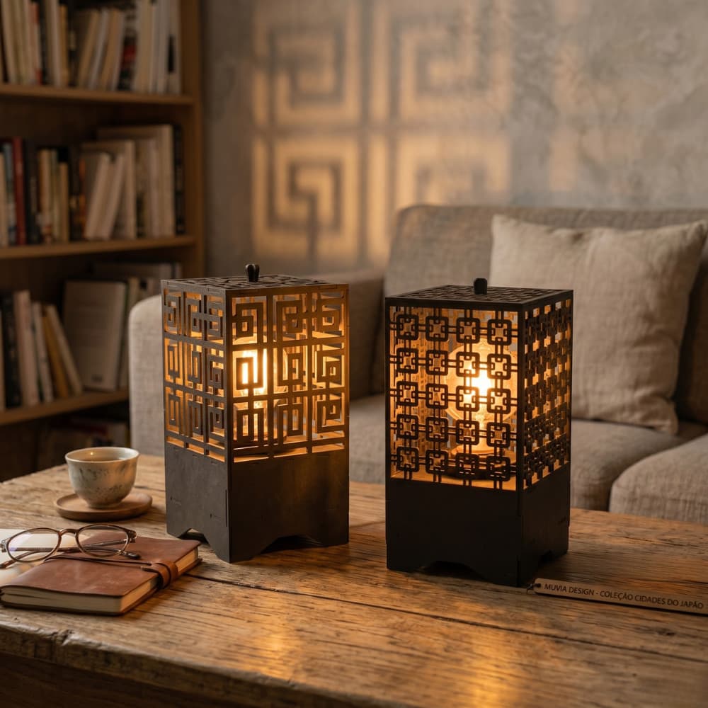 Luminária Abajur De Mesa Para Quarto Sala Madeira Led Bivolt Design Decorativo Minimalista