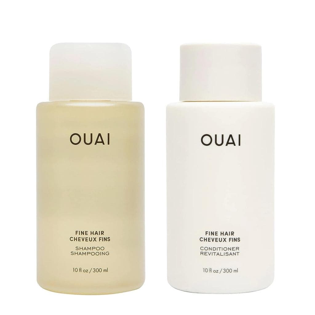 Conjunto de Shampoo e Condicionador OUAI Fine - Shampoo e Condicionador Sem Sulfato para Mulheres e Homens - Feito com Q