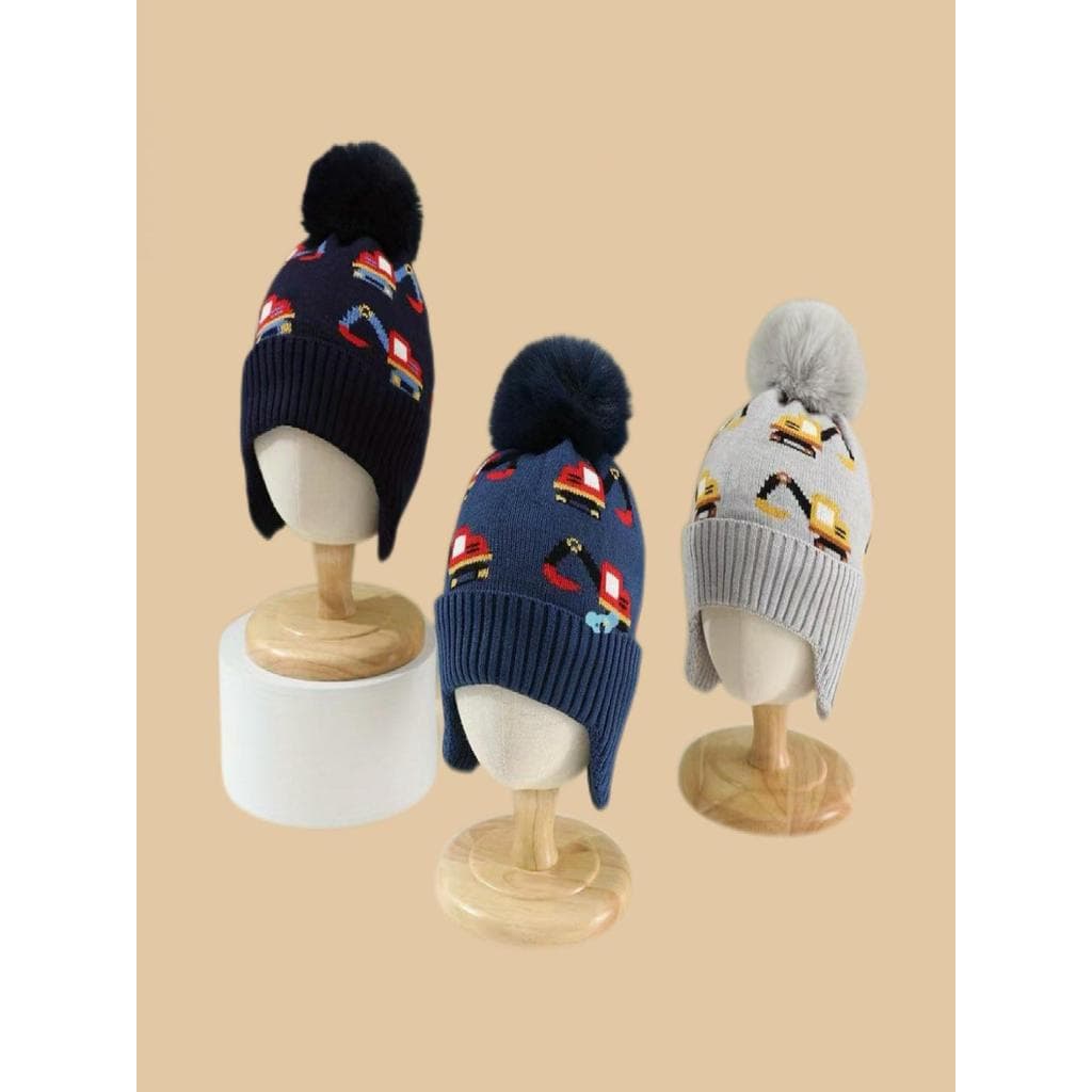 Katichen inverno crianças Jacquard dinossauro malha chapéu babador conjunto velo quente meninos proteção de orelha lã ch