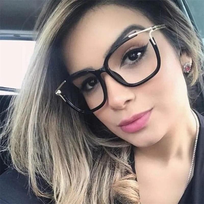 Óculos Quadrados Mulher 2024 Moda Lente Clara Ópticos Quadro Feminino Luxo Pernas De Metal