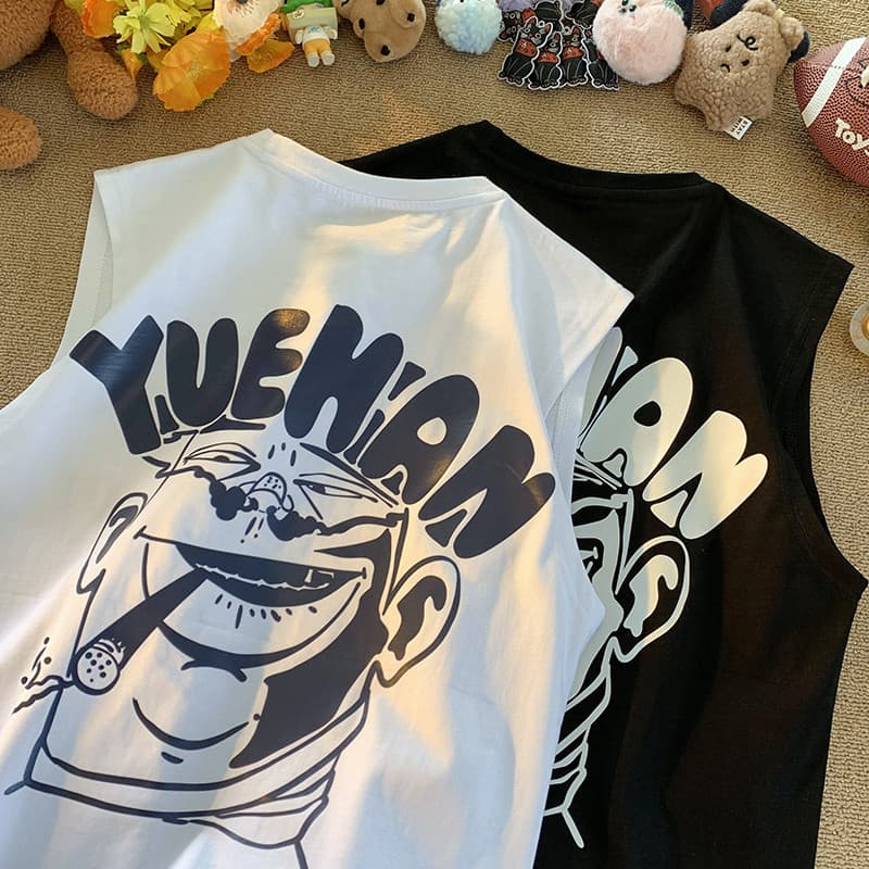 Colete pesado High street masculino verão street Wear Hip-Hop influenciador esportes colete topo ins solto basquete sem
