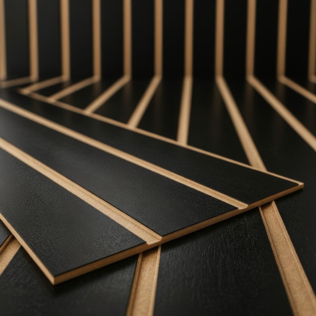 KIT ATÉ 100 PLACAS PAINEL RIPADO AUTOCOLANTE MADEIRA MDF 45x11cm Decoração Parede Sala - Envio Full