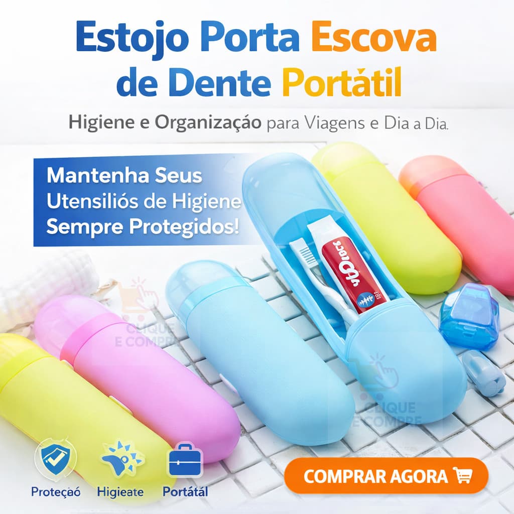 Estojo Portátil para Escova de Dente Proteção e Praticidade no Uso Diário Compacto e Durável
