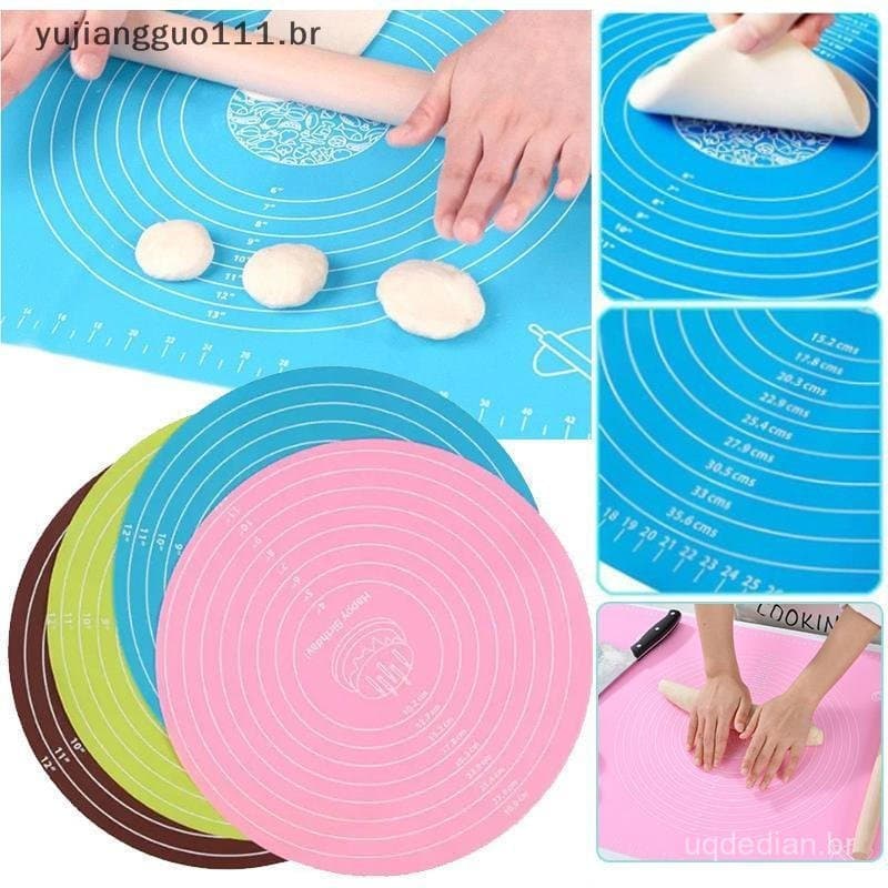 # Novo Tapete Redondo De Silicone Para Assar , Almofada Amassar , Ferramentas De Pastelaria , Massa De Pizza , Suporte A