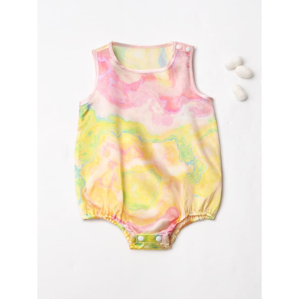 Verão bebê arco-íris gradiente seda macacão bebê amoreira seda fina macacão pijamas primavera outono bebê macacão