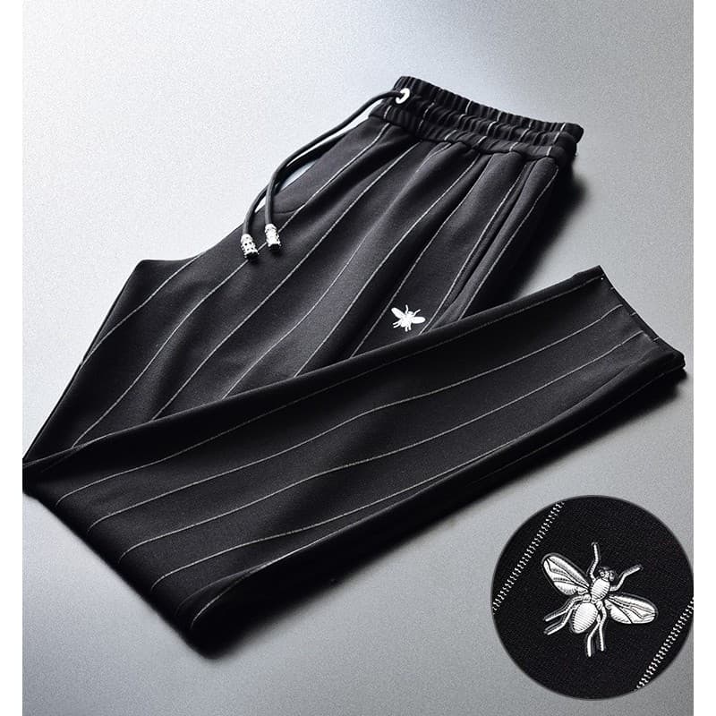 Calças listradas de alta qualidade masculinas primavera outono Harem calças casuais masculinas luz luxo Street Wear magr