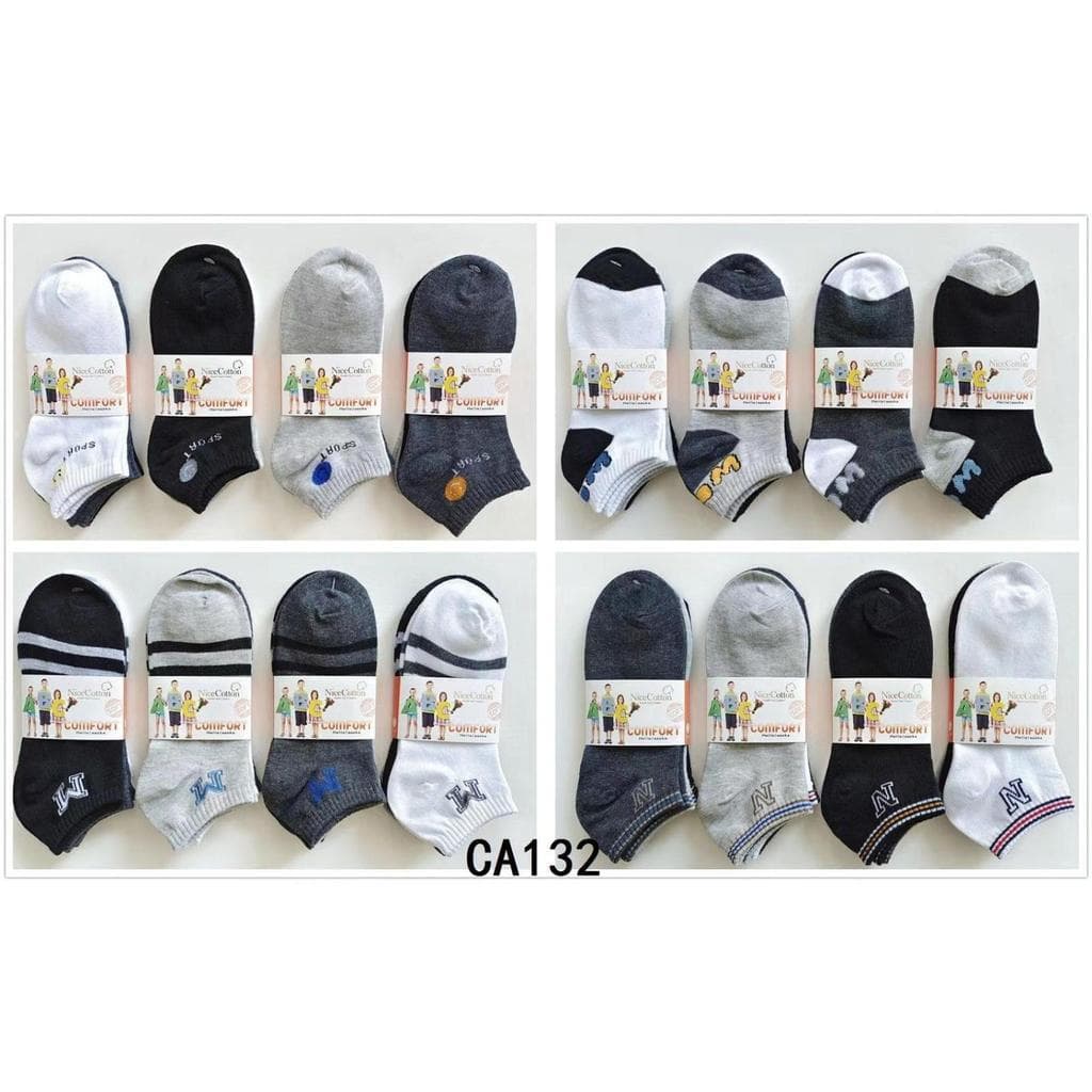 KIT 12 PARES de Meias Soquete náuticas esportivas Masculinas Cores Variadas 40-46