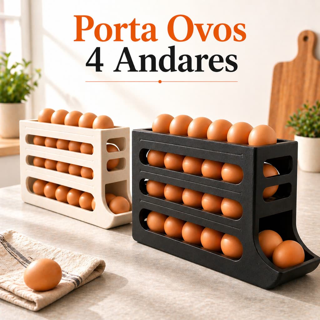 Porta Ovos Dispenser Rolante 4 Andares Plástico Resistente 30 Ovos