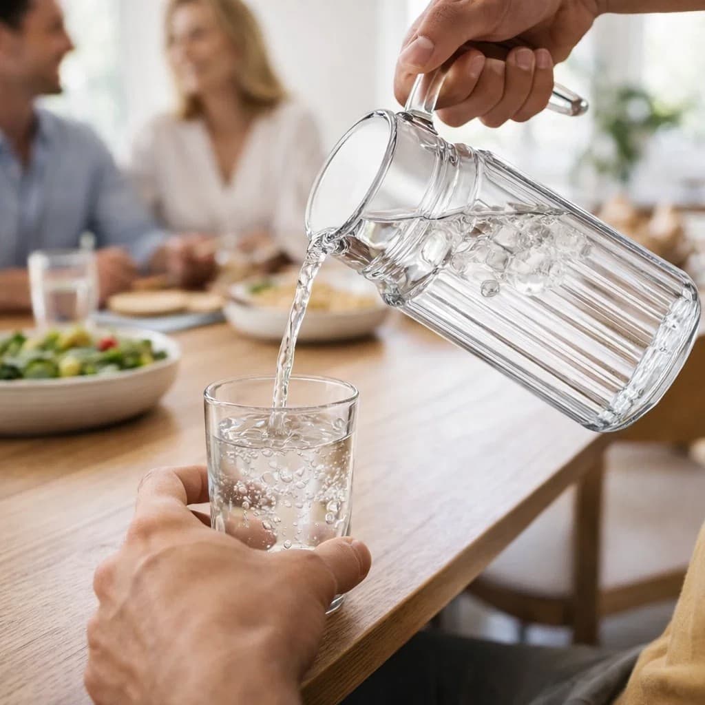 Jarra Vidro Redonda 1 Litro Transparente Design Elegante Suco Água Chá Cozinha Mesa Servir Prática