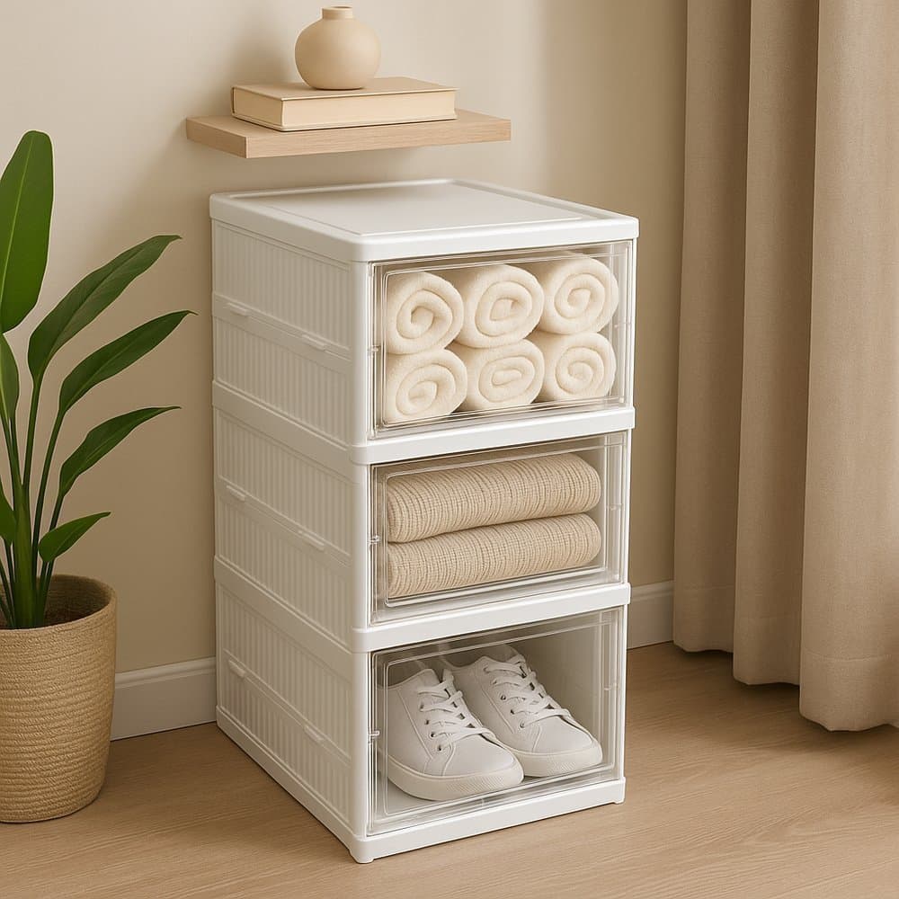 Armário Dobrável Organizador Branco Prateleira Rack Multiuso Closet Quarto Tecido Portátil