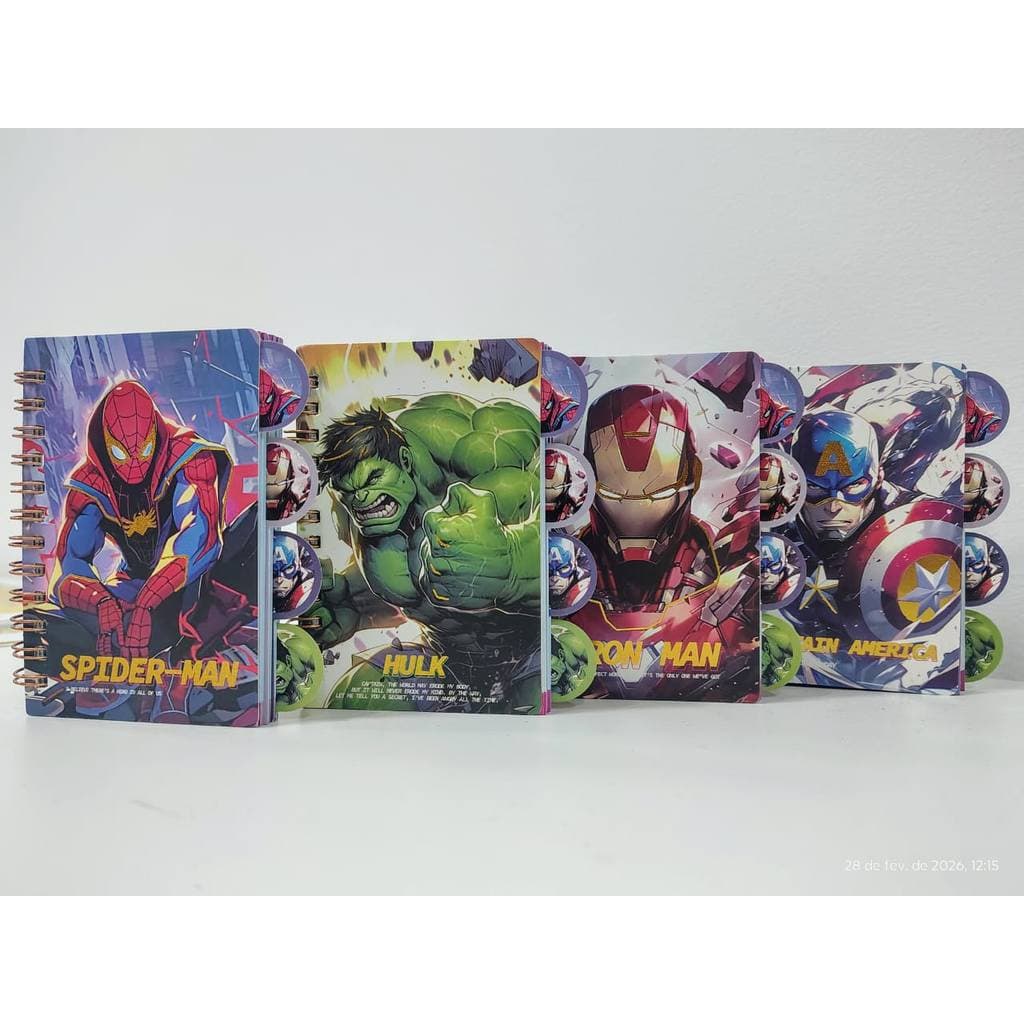 Kit 4 Mini Cadernos De Anotações Super Heróis Marvel