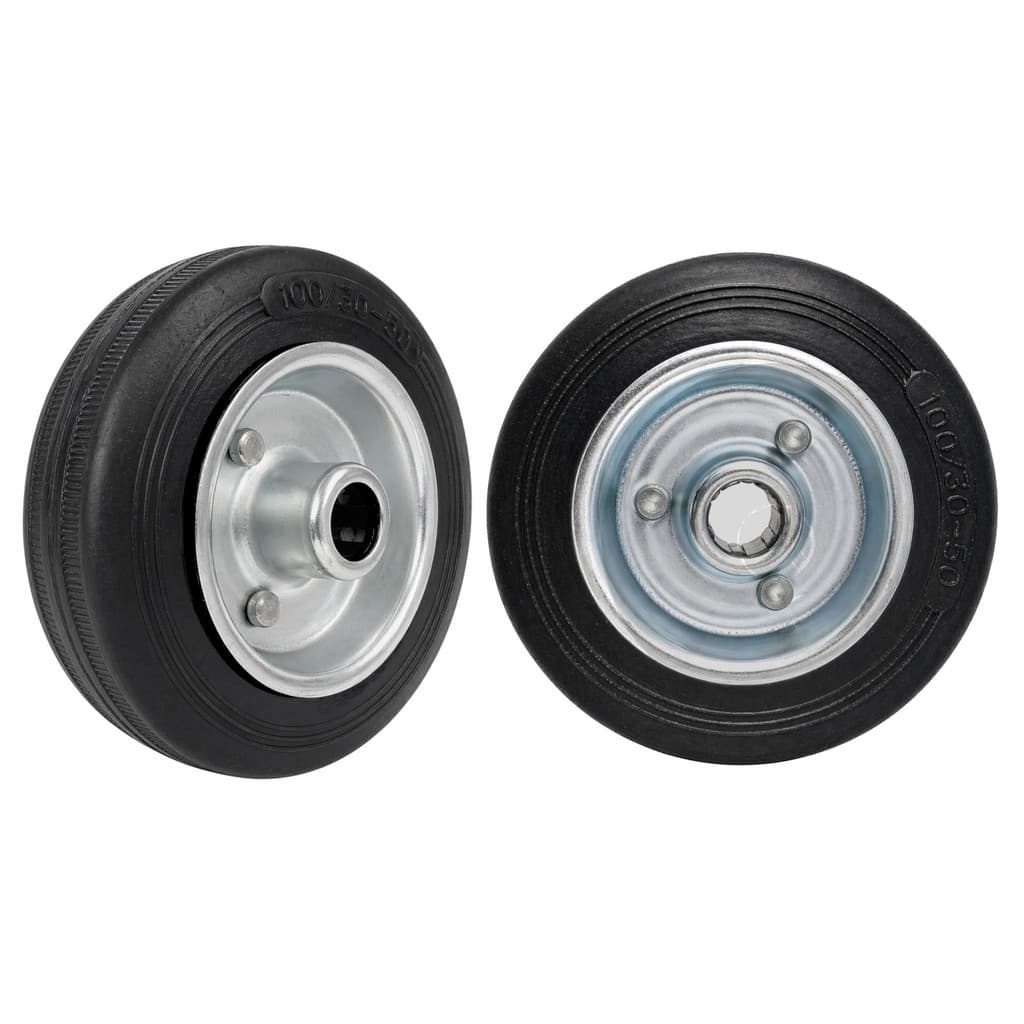 Kit 2 Rodas de Chapa 412 (10cm) Pneu em Borracha Maciça Rolete 12mm p/ Carrinhos de Carga, Condomínio - CZ412R12_AJ